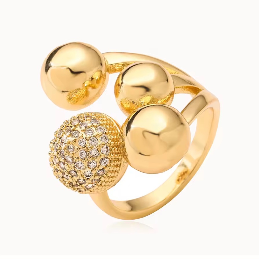 Ball Gold Multi-Sphere Pav Ring - image 3